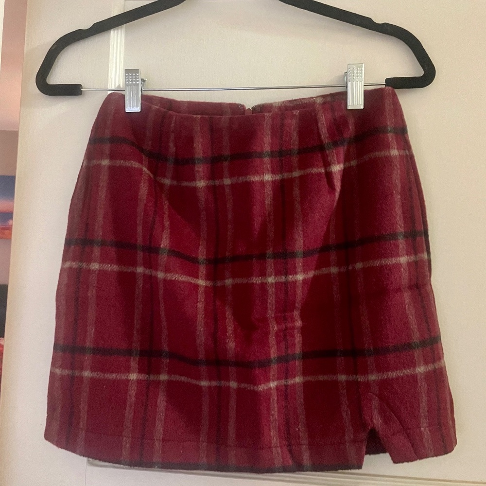 Burgundy and Black Winter Mini Skirt